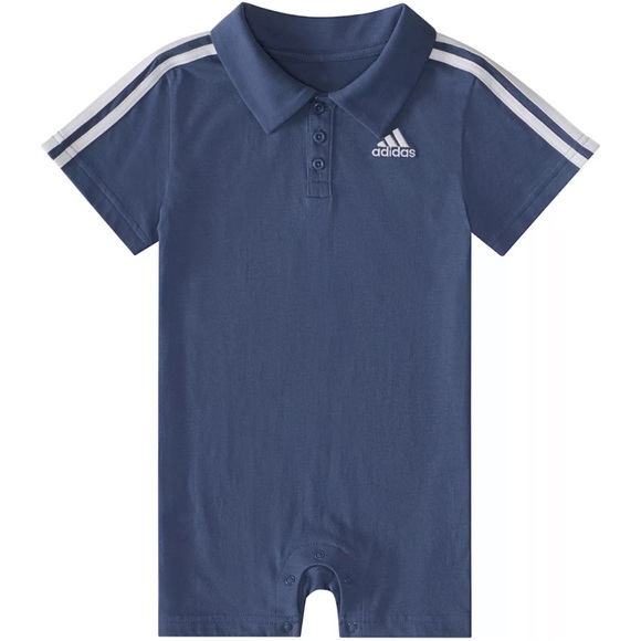Boys 12 month Adidas Blue Polo Short Sleeve Jumpsuit Romper - Picture 1 of 11